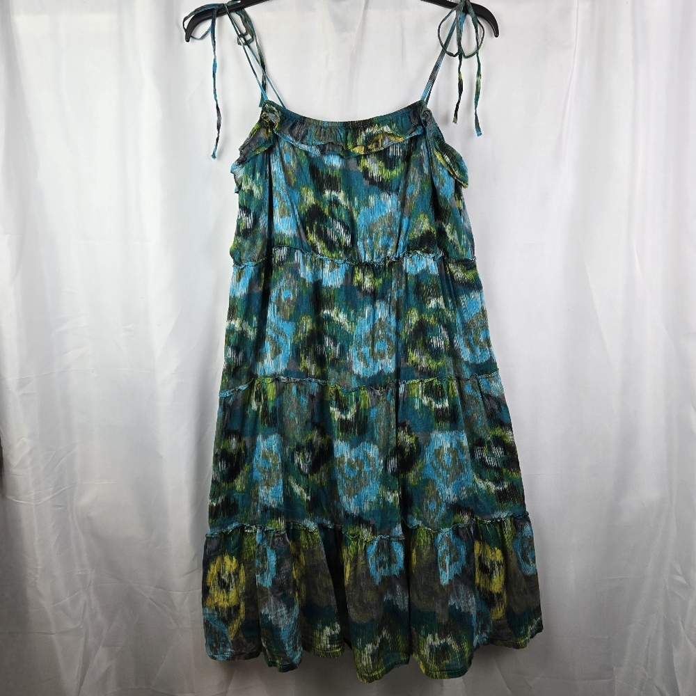 Old Navy Blue Green Tiered Tie-Strap Sun Dress